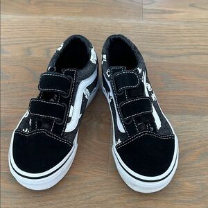 Vans Kids Black and White Velcro Sneakers
